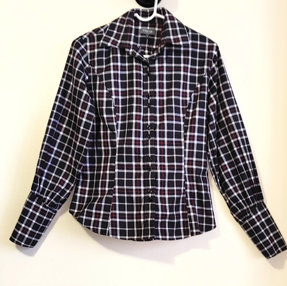 TM Lewin Plaid Fitted Button Down Size 12